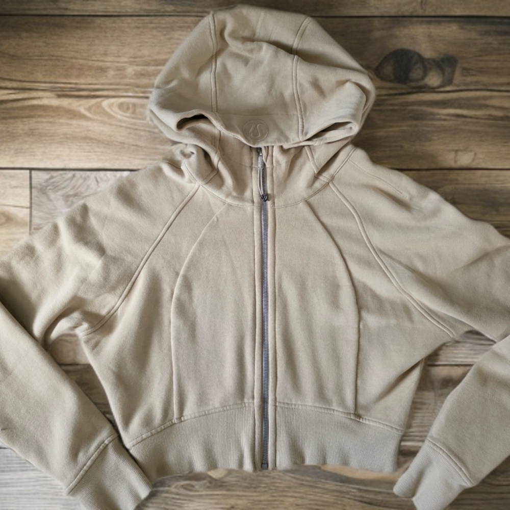 Lululemon Scuba Full Zip Cropped Hoodie In Trench
